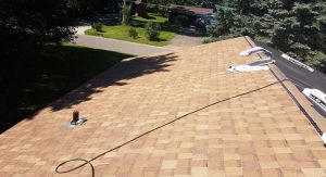 Thunderstruck Restorations Completed This Roof Replacement In Arden Hills MN Using Atlas Pinnacle Shingles in Desert Tan Color.