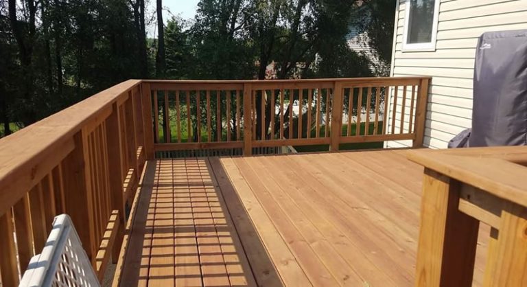 Brown Treated Deck Build In Blaine Minnesota